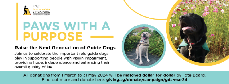 Paws With a Purpose 2024 Banner. To donate, head to giving.sg/donate/campaign/gds-mar24 