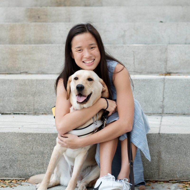 Sophie and her guide dog Orinda